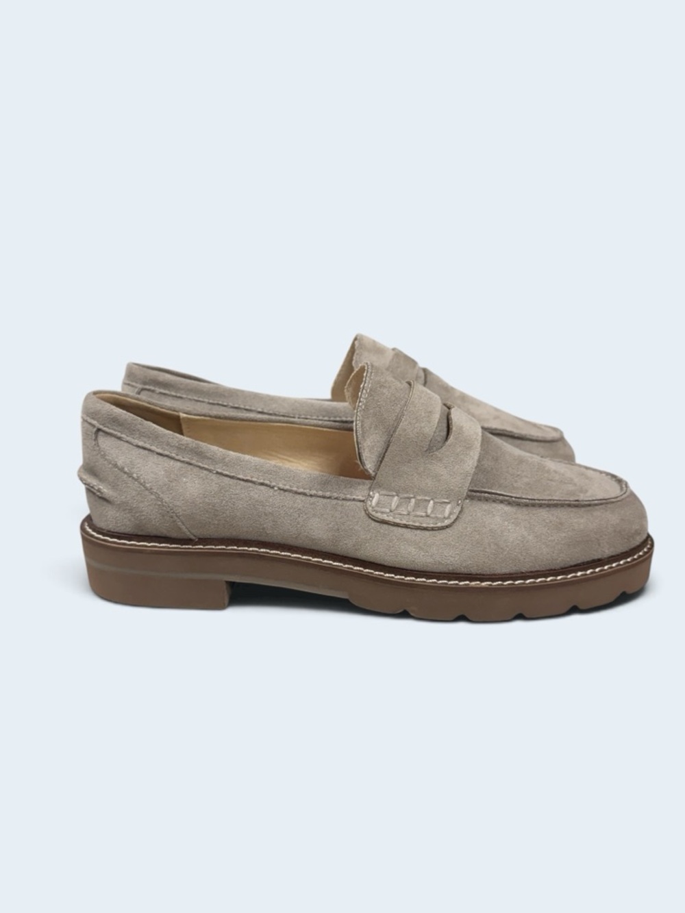 Anne Klein Emmylou Waterproof Suede Penny Loafers - Taupe size 7.5 - Picture 4 of 12
